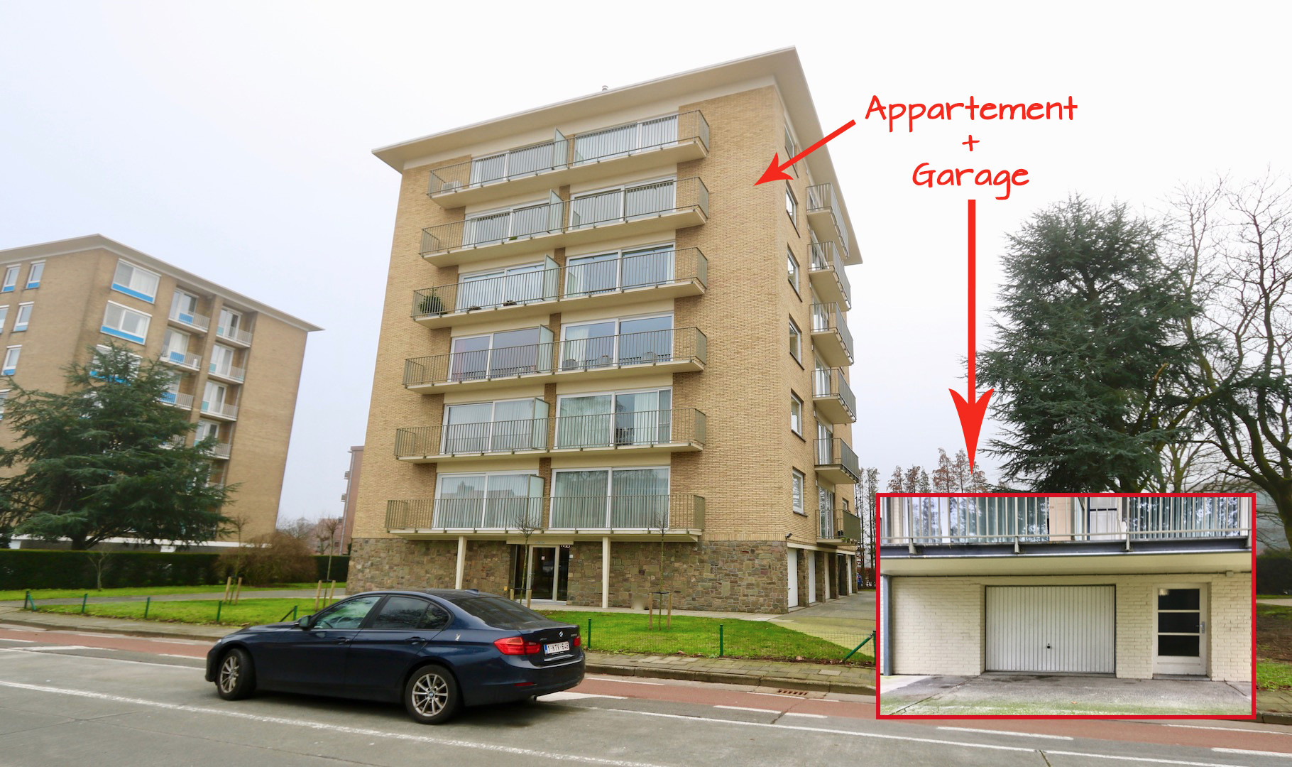 Toplocatie te Sint-Michiels, ruim 3 slaapkamer appartement met mooie terrassen (5de verdieping met een mega uitzicht !) en grote garage